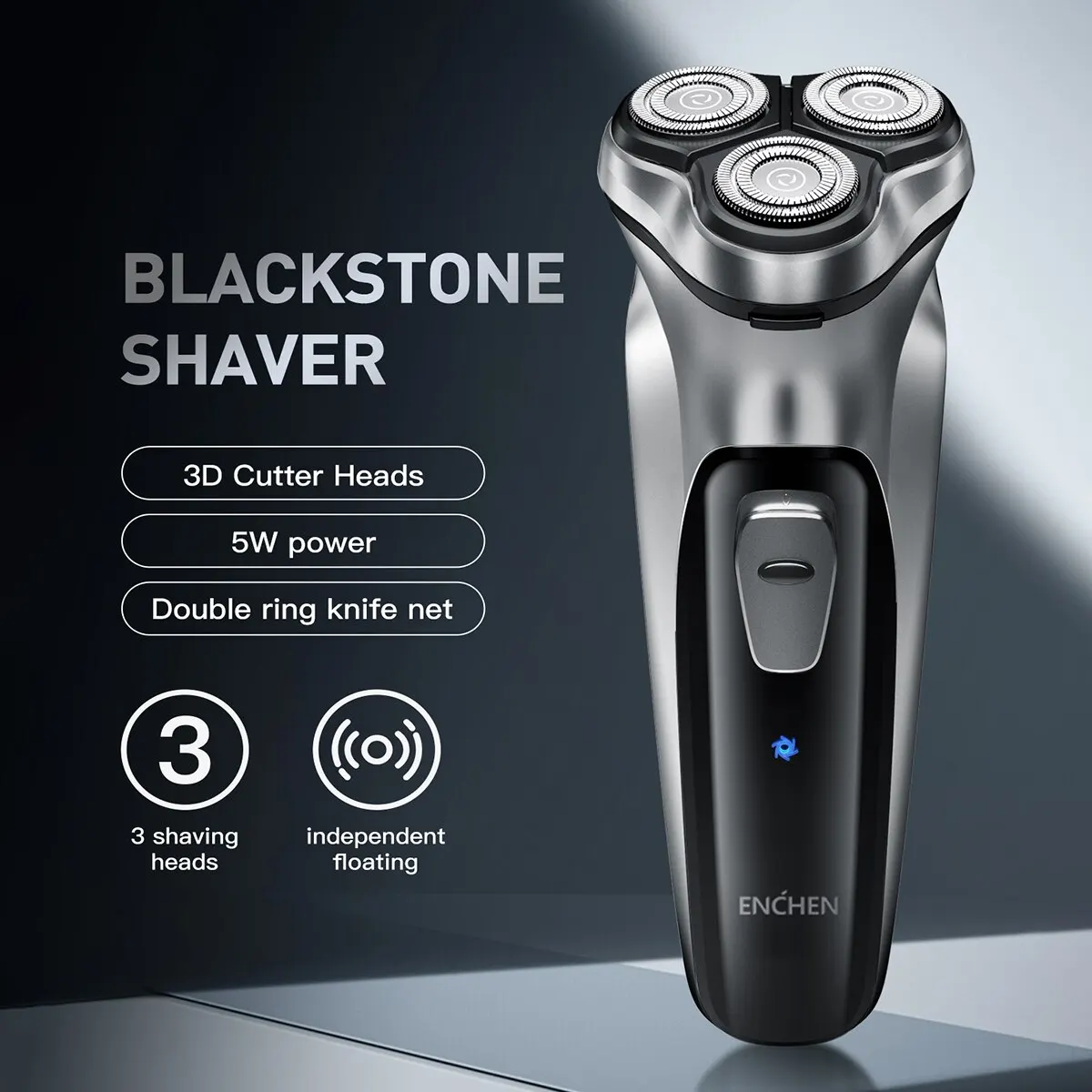 Blackstone Electrical Rotary Shaver for Men 3D Floating Blade Washable Type-C USB Rechargeable Shaving Beard Machine Blackstone Electrical Rotary Shaver for Men 3D Floating Blade Washable Type-C USB Rechargeable Shaving Beard Machine