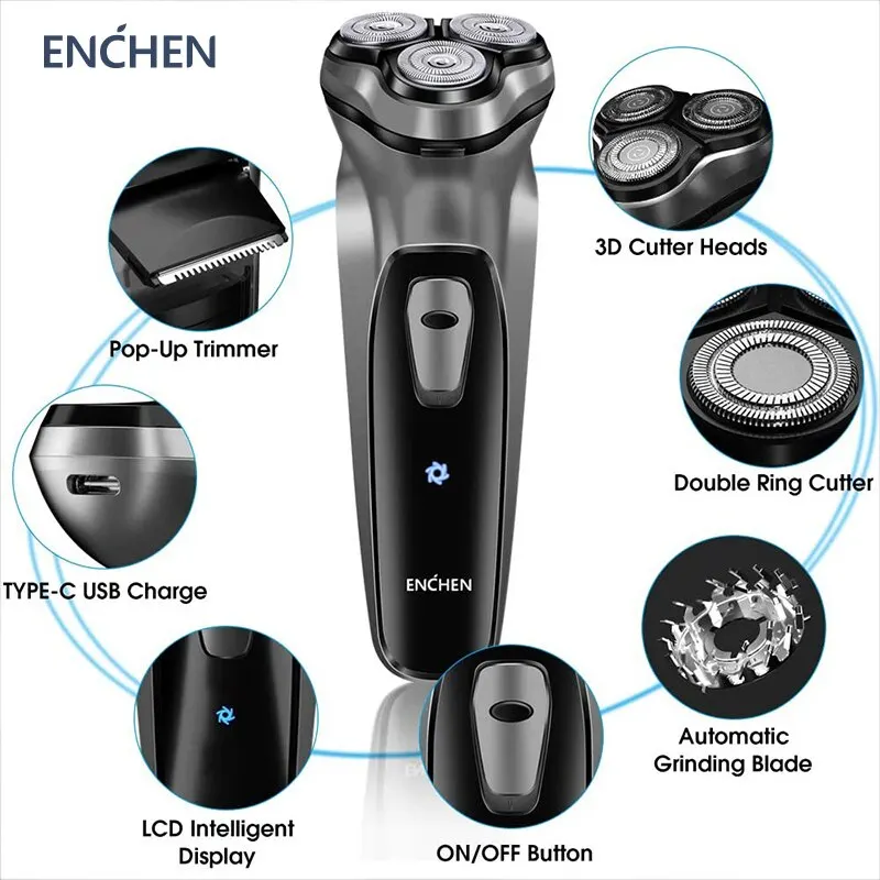 Blackstone Electrical Rotary Shaver for Men 3D Floating Blade Washable Type-C USB Rechargeable Shaving Beard Machine Blackstone Electrical Rotary Shaver for Men 3D Floating Blade Washable Type-C USB Rechargeable Shaving Beard Machine