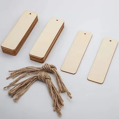Blank Wood Bookmarks with Rope (36 pcs)