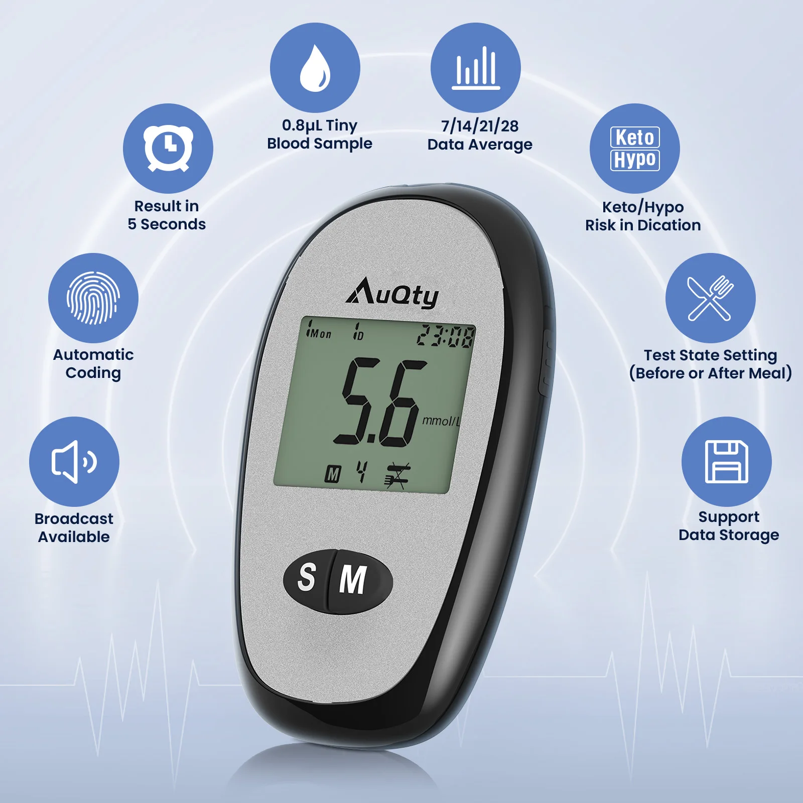Blood Glucose Meter With GDH Blood Glucose Test Strip Glucometer Kit Blood Sugar Monitor for Diabetes Test 5 Seconds Blood Glucose Meter With GDH Blood Glucose Test Strip Glucometer Kit Blood Sugar Monitor for Diabetes Test 5 Seconds