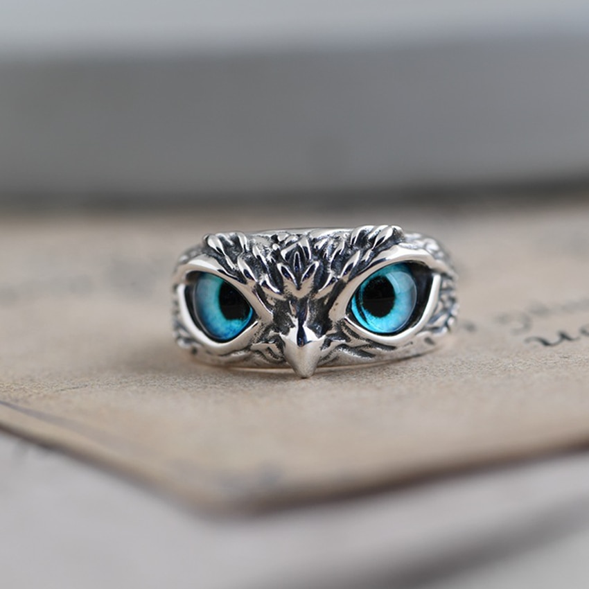 Blue Eye Silver Owl Ring Blue Eye Silver Owl Ring