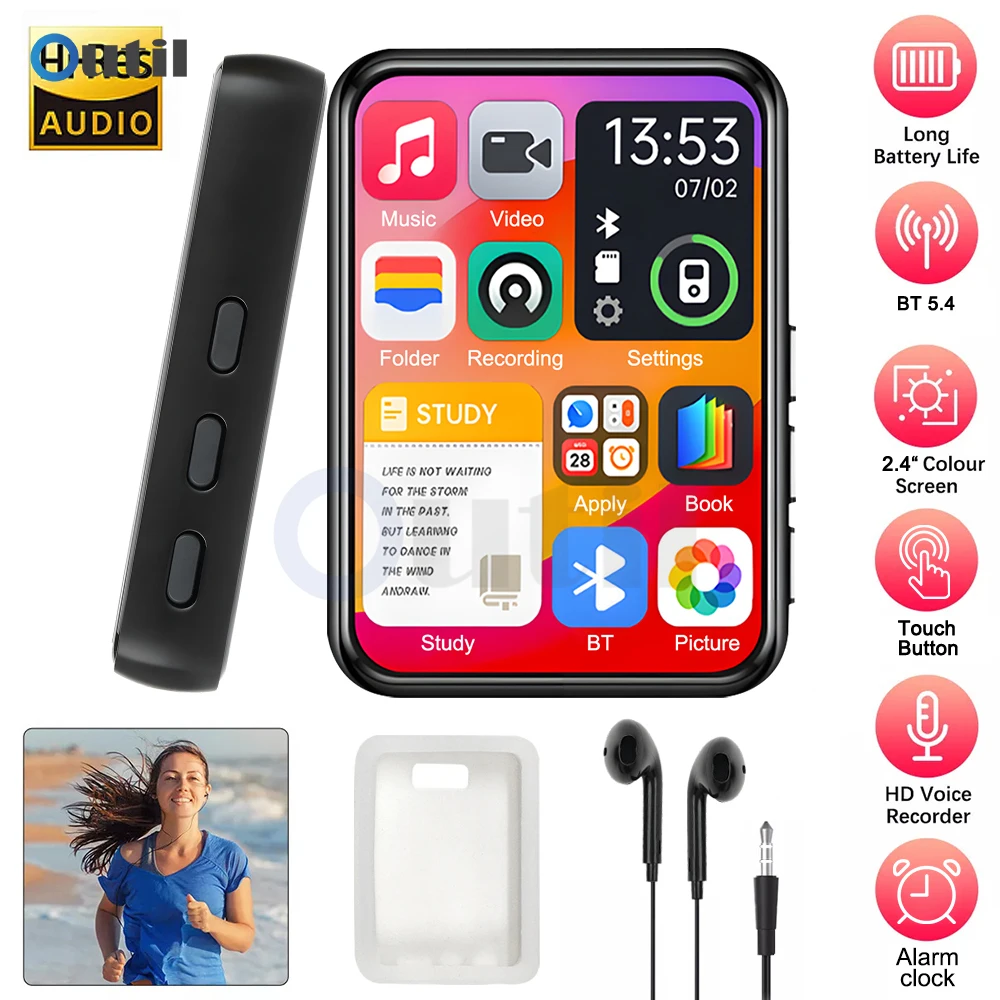 Bluetooth 5.4 Touch Screen MP3 Player HiFi Lossless Music Play Built-in Speaker 32GB Support Recording E-Book Bluetooth 5.4 Touch Screen MP3 Player HiFi Lossless Music Play Built-in Speaker 32GB Support Recording E-Book