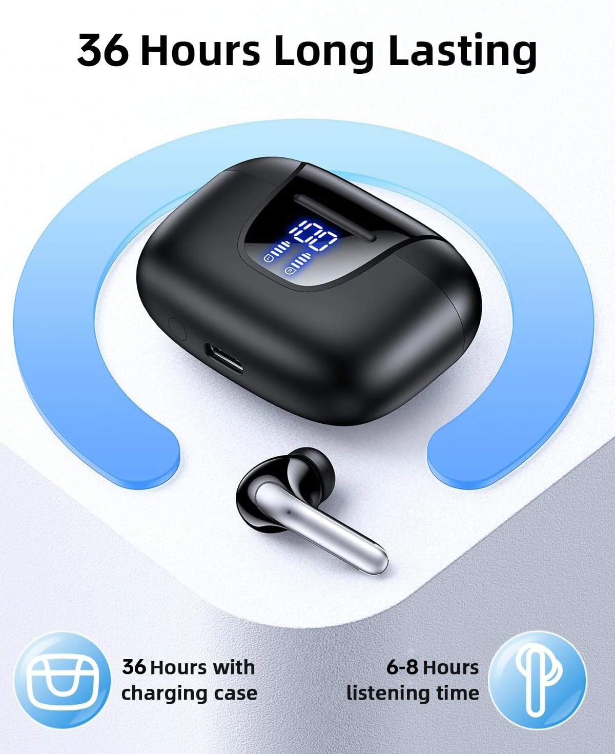 Bluetooth Earphones Active Noice Cancellation Wireless Earbuds Bluetooth 5.3 Headphones TWS with LED Display for Bluetooth Earphones Active Noice Cancellation Wireless Earbuds Bluetooth 5.3 Headphones TWS with LED Display for