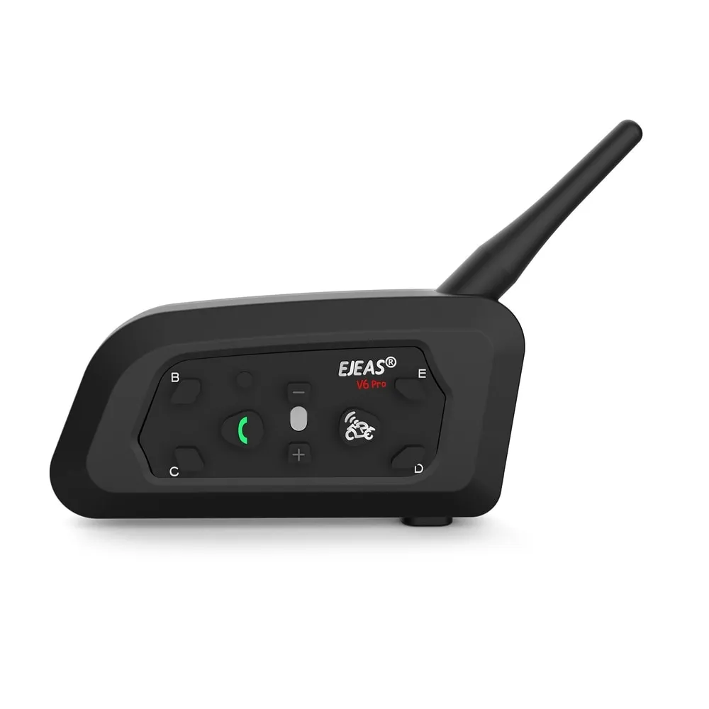 Bluetooth Motorcycle Intercom Helmet Headset 6 Riders 1200m Communicator Interphone + Metal Splint