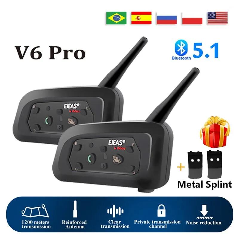 Bluetooth Motorcycle Intercom Helmet Headset 6 Riders 1200m Communicator Interphone + Metal Splint Bluetooth Motorcycle Intercom Helmet Headset 6 Riders 1200m Communicator Interphone + Metal Splint