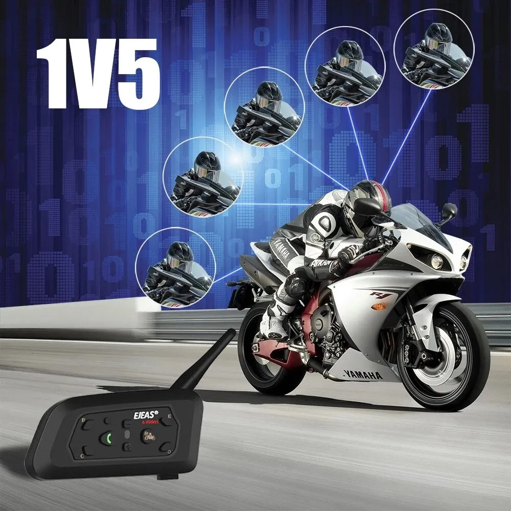 Bluetooth Motorcycle Intercom Helmet Headset 6 Riders 1200m Communicator Interphone + Metal Splint Bluetooth Motorcycle Intercom Helmet Headset 6 Riders 1200m Communicator Interphone + Metal Splint