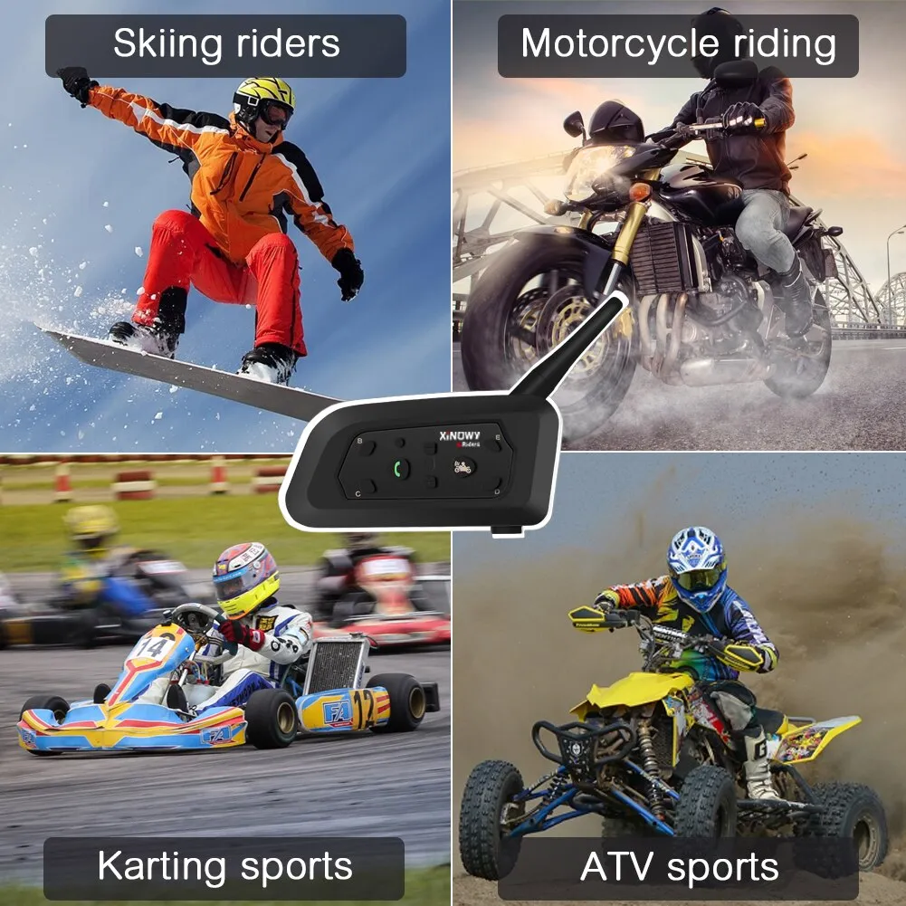 Bluetooth Motorcycle Intercom Helmet Headset 6 Riders 1200m Communicator Interphone + Metal Splint Bluetooth Motorcycle Intercom Helmet Headset 6 Riders 1200m Communicator Interphone + Metal Splint