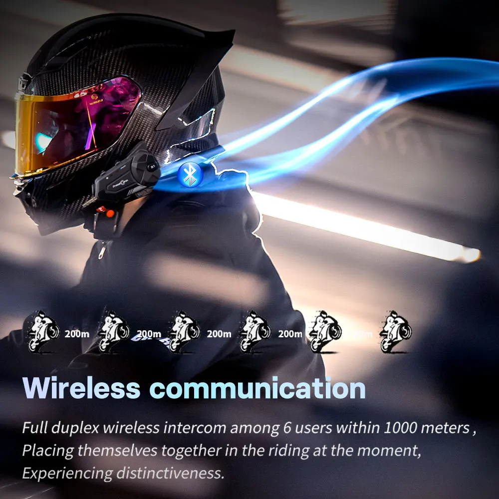 Bluetooth Motorcycle Intercom Helmet Headset Group Speaker Headphone WiFi App Motorbike Dash Cam Moto Auto Dvr