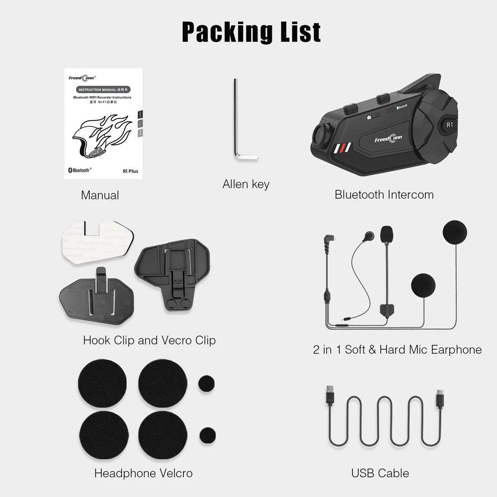 Bluetooth Motorcycle Intercom Helmet Headset Wifi APP Speaker Headphone Motorbike Interphone Motor Dash Cam Dvr Bluetooth Motorcycle Intercom Helmet Headset Wifi APP Speaker Headphone Motorbike Interphone Motor Dash Cam Dvr