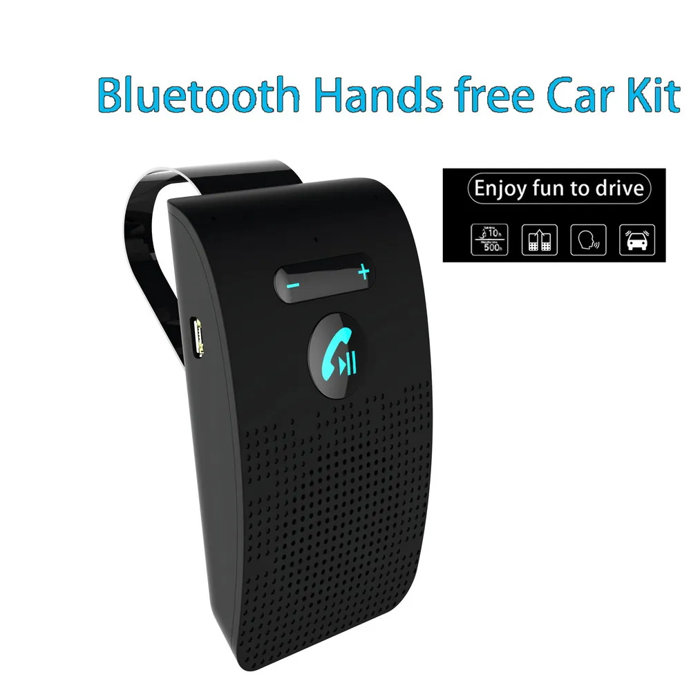 Bluetooth Speaker Handsfree Car Kit Sun Visor Clip Wireless Audio Receiver Speakerphone Loud Music Player Dual