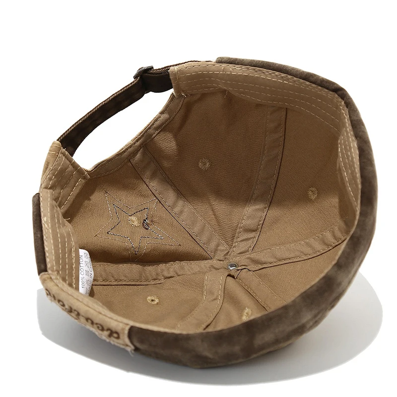 Bocca Retro Washed Color Docker Cap Without Visor Star Splicing Brimless Caps Letter Adjustable Beanie Hat Vintage