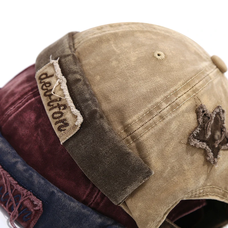 Bocca Retro Washed Color Docker Cap Without Visor Star Splicing Brimless Caps Letter Adjustable Beanie Hat Vintage