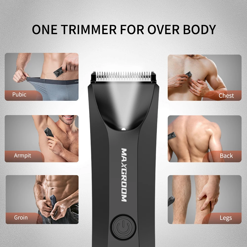 Body Hair Trimmer Shaver for Men Ball Trimmer for Groin Pubic Replaceable Ceramic Blade Electric Razor Waterproof