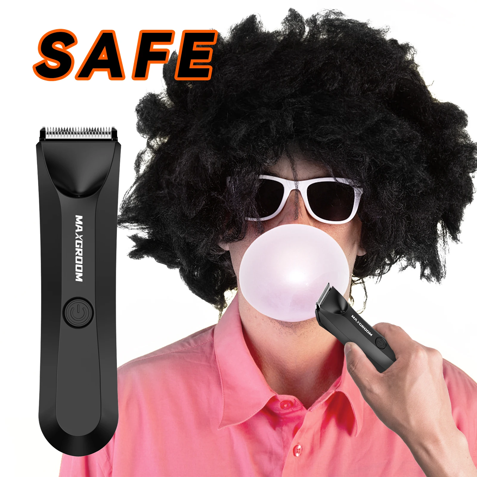 Body Hair Trimmer Shaver for Men Ball Trimmer for Groin Pubic Replaceable Ceramic Blade Electric Razor Waterproof