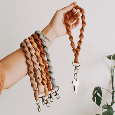 Bohemian Macrame Wristlet Keychain