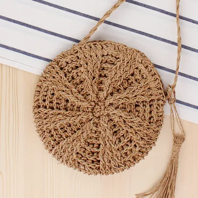 Bohemian Round Straw Crossbody Bag