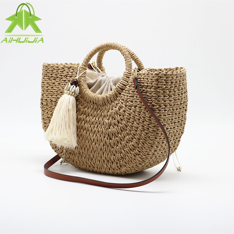 Bohemian Sling Strap Beach Straw Bag Bohemian Sling Strap Beach Straw Bag