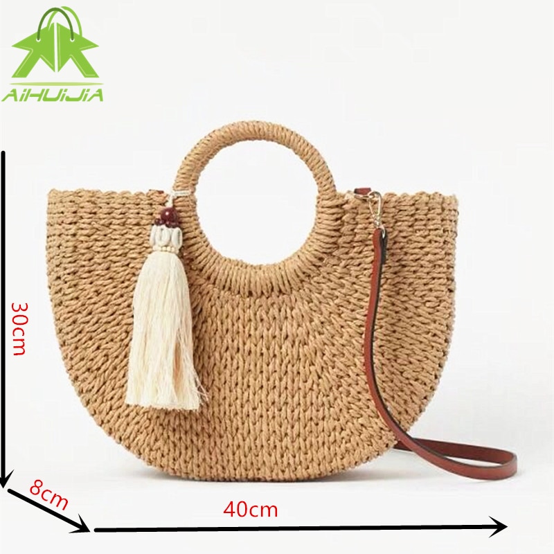 Bohemian Sling Strap Beach Straw Bag Bohemian Sling Strap Beach Straw Bag