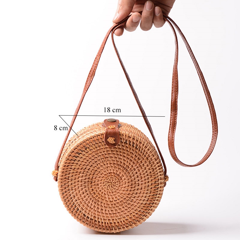 Bohemian Straw Circle Bag for Ladies