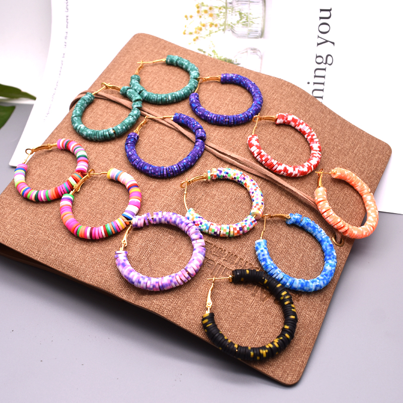 Bohemian Style Clay Beads Earrings (1 Pair)
