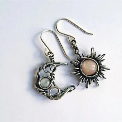 Bohemian Style Sun and Moon Earrings