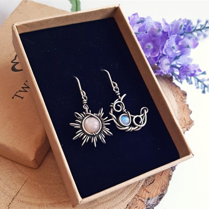 Bohemian Style Sun and Moon Earrings