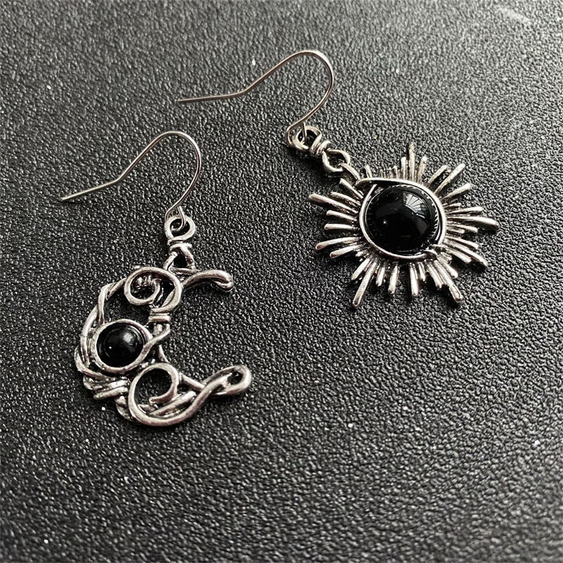 Bohemian Style Sun and Moon Earrings