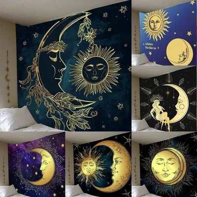 Bohemian Wall Hanging Sun Moon Tapestry Bohemian Wall Hanging Sun Moon Tapestry
