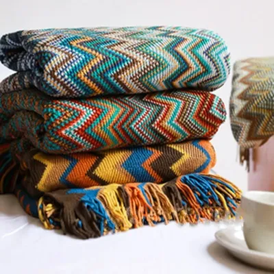 Boho Bed Plaid Blanket Geometry Aztec Baja Blankets Ethnic Sofa Cover Slipcover Decor Throw Wall Hanging Tapestry Rug