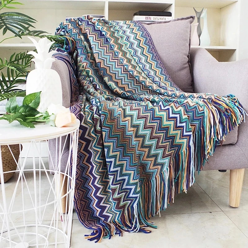 Boho Bed Plaid Blanket Geometry Aztec Baja Blankets Ethnic Sofa Cover Slipcover Decor Throw Wall Hanging Tapestry Rug