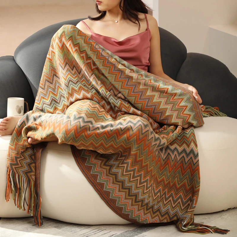 Boho Bed Plaid Blanket Geometry Aztec Baja Blankets Ethnic Sofa Cover Slipcover Decor Throw Wall Hanging Tapestry Rug