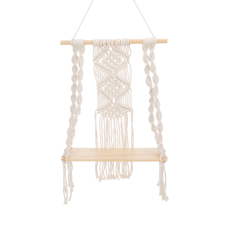 Boho Cotton Rope Hanging Macrame Shelf