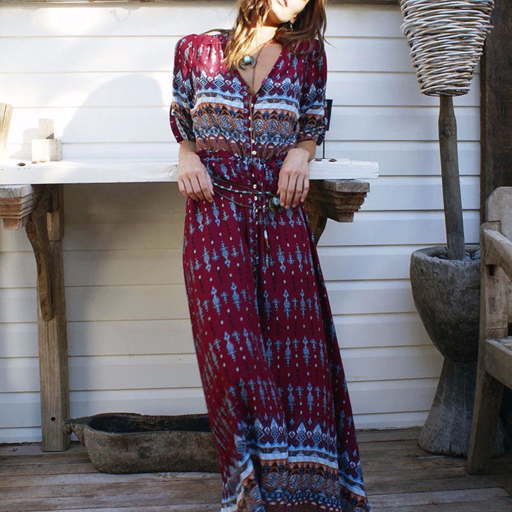 Boho Dress Folk Art Maxi Boho Dress Folk Art Maxi