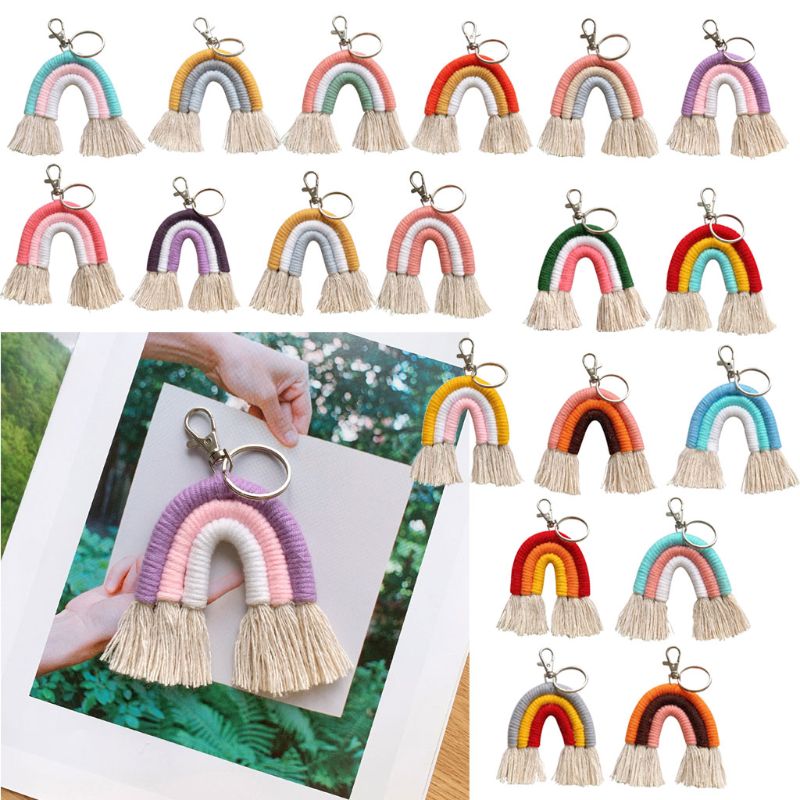 Boho Handmade Macrame Rainbow Keychain Boho Handmade Macrame Rainbow Keychain