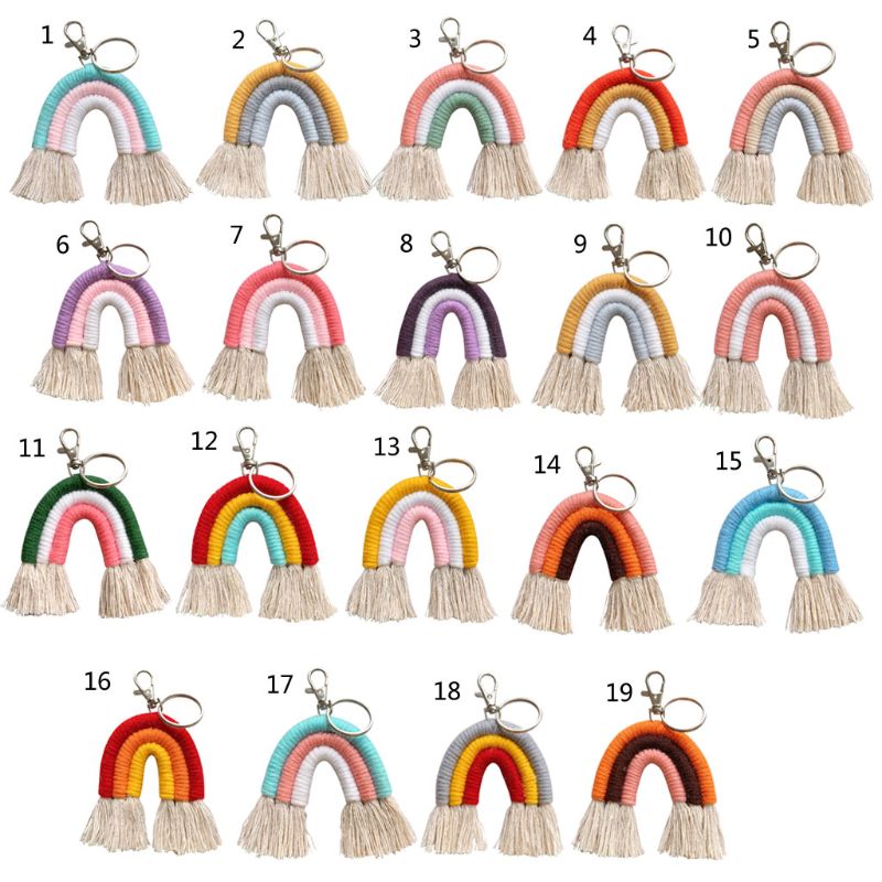 Boho Handmade Macrame Rainbow Keychain Boho Handmade Macrame Rainbow Keychain