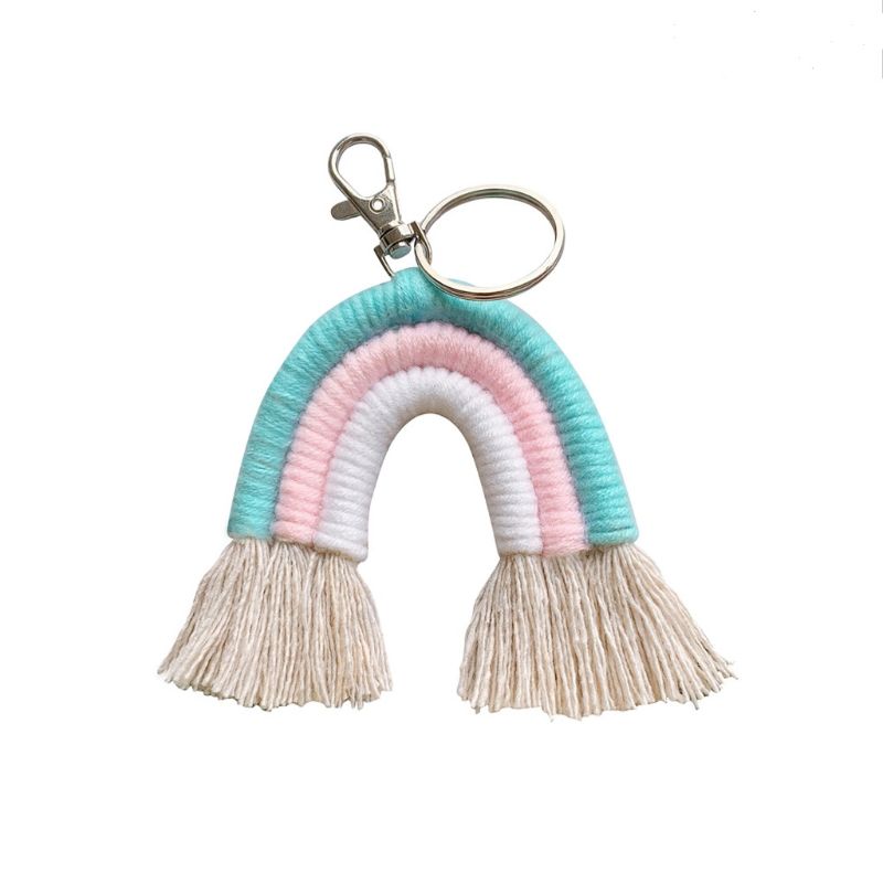 Boho Handmade Macrame Rainbow Keychain Boho Handmade Macrame Rainbow Keychain