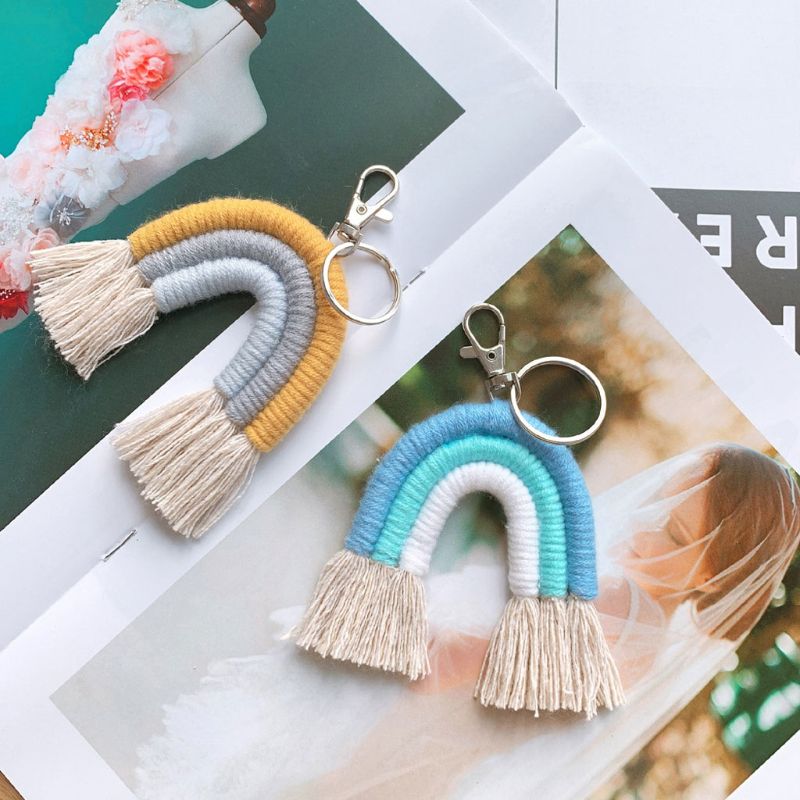 Boho Handmade Macrame Rainbow Keychain Boho Handmade Macrame Rainbow Keychain
