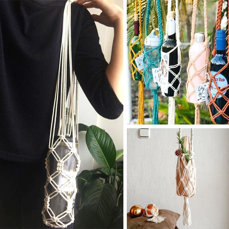 Boho Macrame Wine Bottle Holder Boho Macrame Wine Bottle Holder
