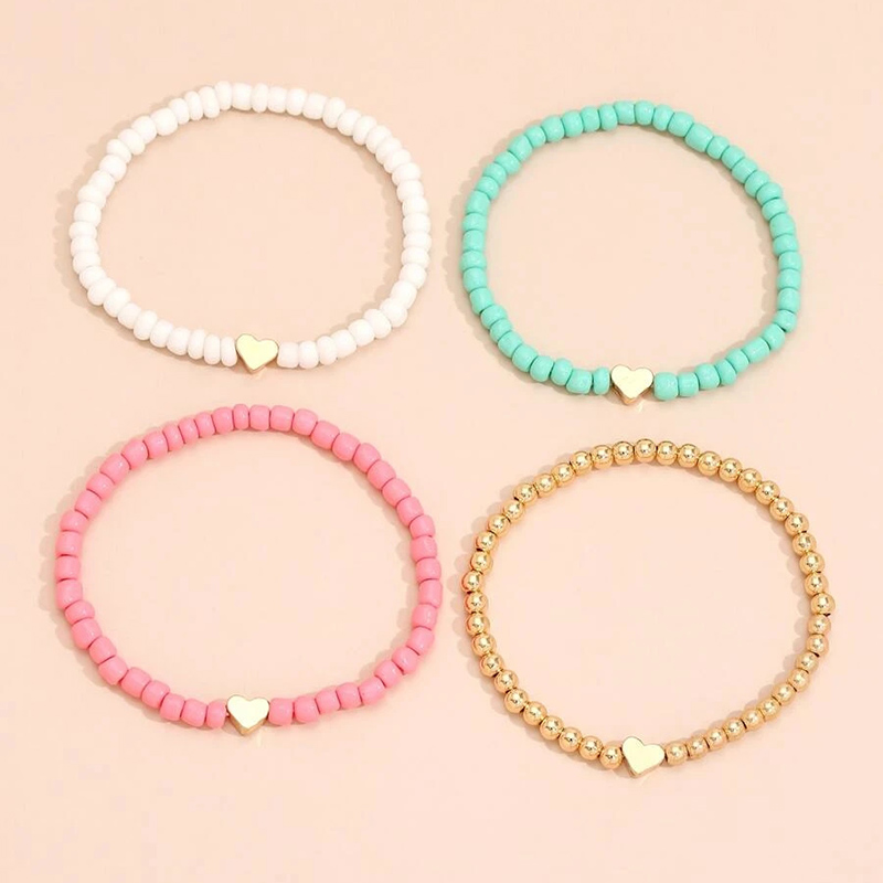 Boho Style Heart Bead Bracelets (4pcs)