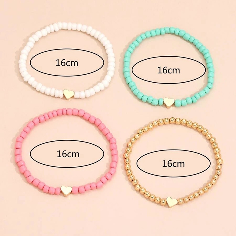 Boho Style Heart Bead Bracelets (4pcs)