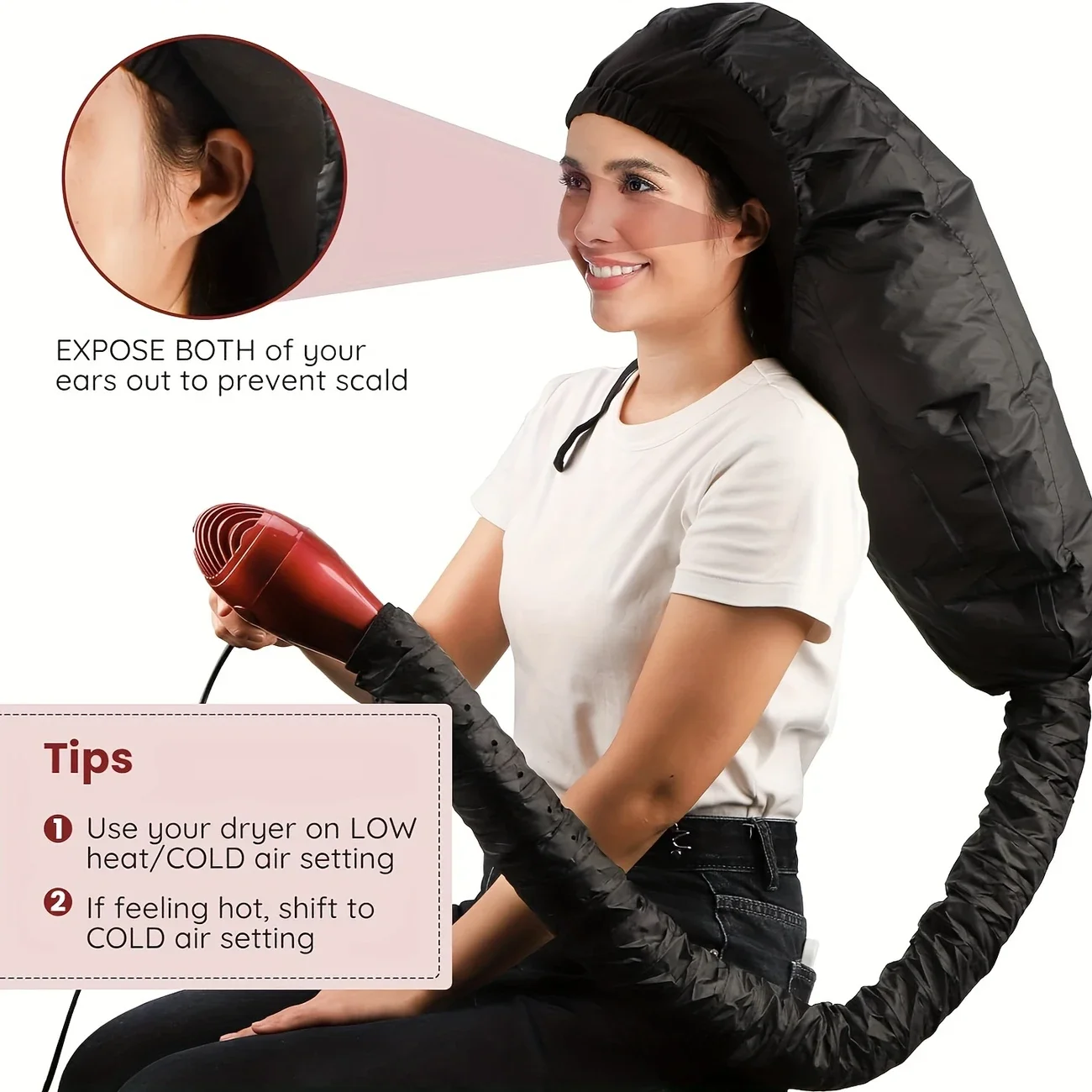 Bonnet Hooded Hair Dryer Attachment Extra Large Adjustable Deep Conditioning Cap Upgraded Drying Heat Cap with Elastic Bonnet Hooded Hair Dryer Attachment Extra Large Adjustable Deep Conditioning Cap Upgraded Drying Heat Cap with Elastic