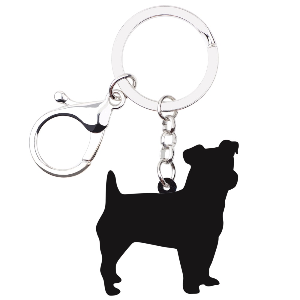 Bonsny Acrylic Cute Jack Russell Dog Keychains Trendy Animals Key Chain Ring Charms Car Purse Jeweley For Women Girls