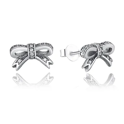 Bow Earrings Silver Jewelry