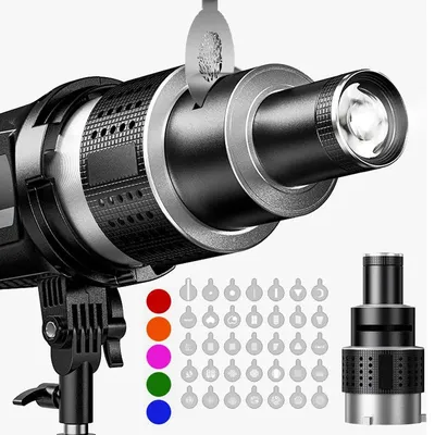 Bowens Mount Flash Snoot Conical Lens Video Artist Modelling Shape Photo Studio Light Kit with Optical Spotlight Lens