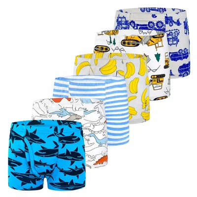 Boys Boxer Briefs Cotton Undergarment (Set of 6)