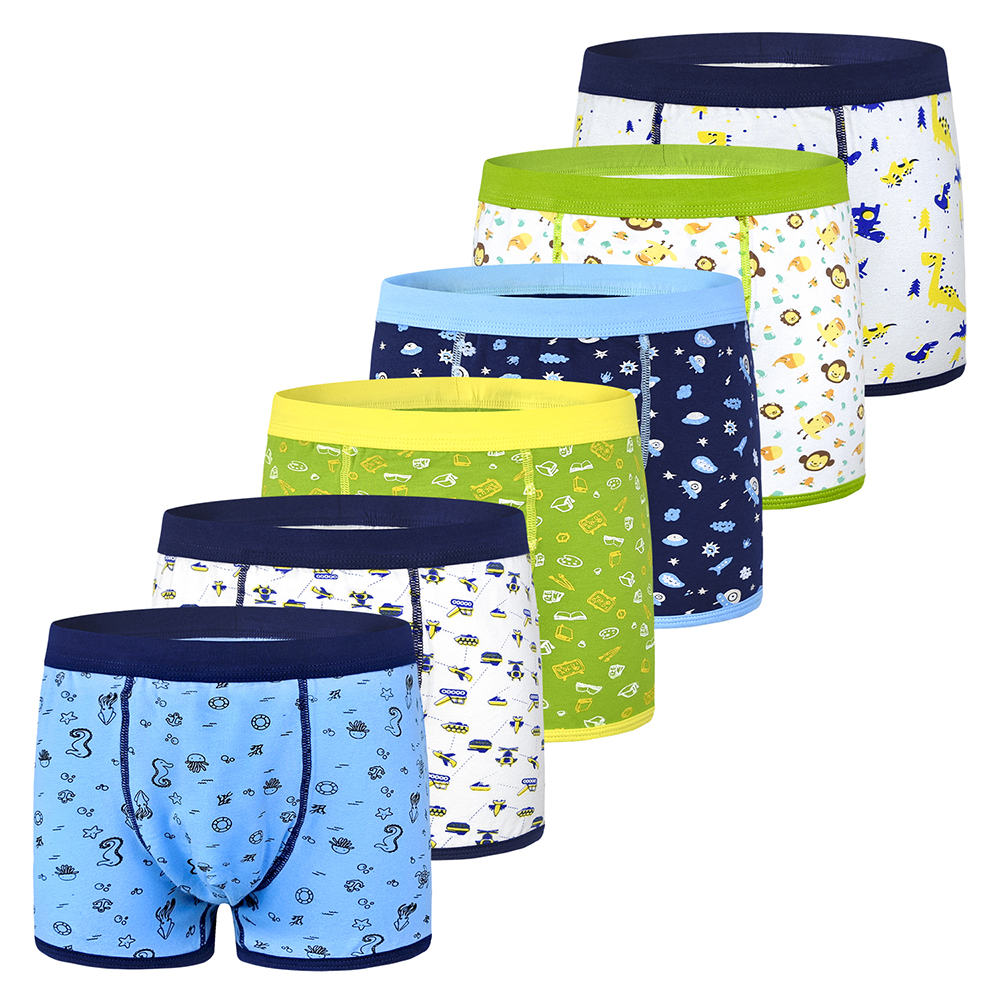 Boys Boxer Briefs Cotton Undergarment (Set of 6)