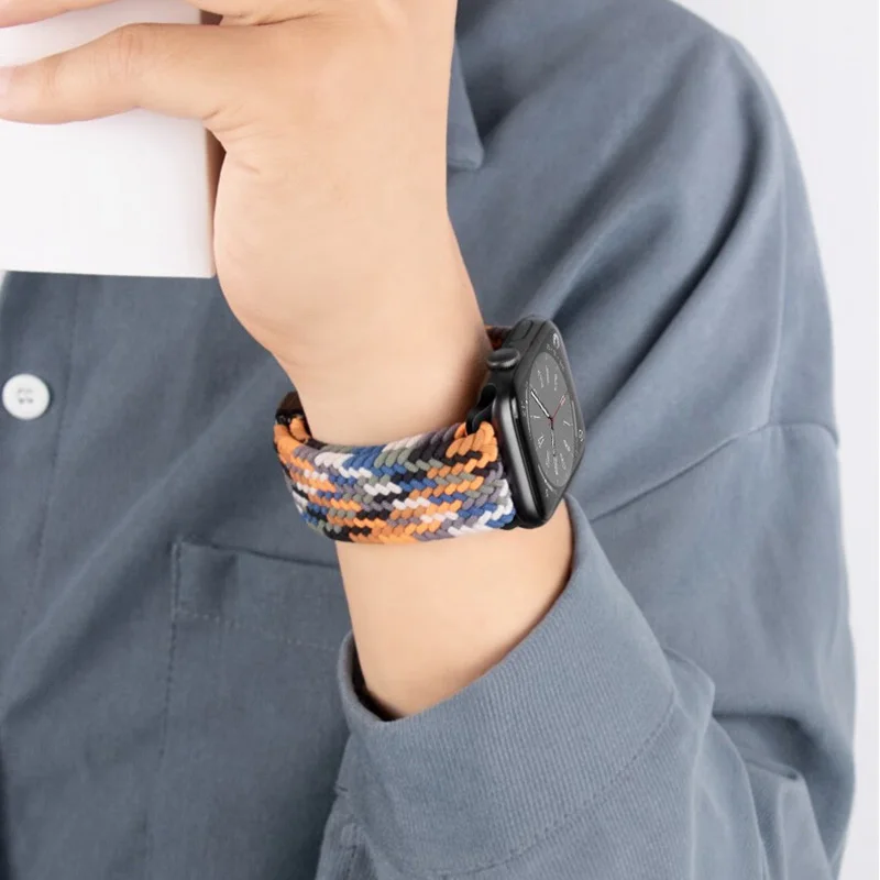 Braided Strap For Apple Watch Band 44mm 40mm 45mm 49mm 41mm 38 buckle Bracelet iWatch Series se 7 6 8 9 10 Ultra2