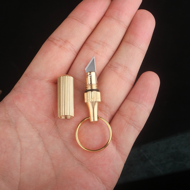 Brass Capsule Mini Knife Multi Functional Portable EDC Tool Outdoor Survival Open Can Peel Fruit