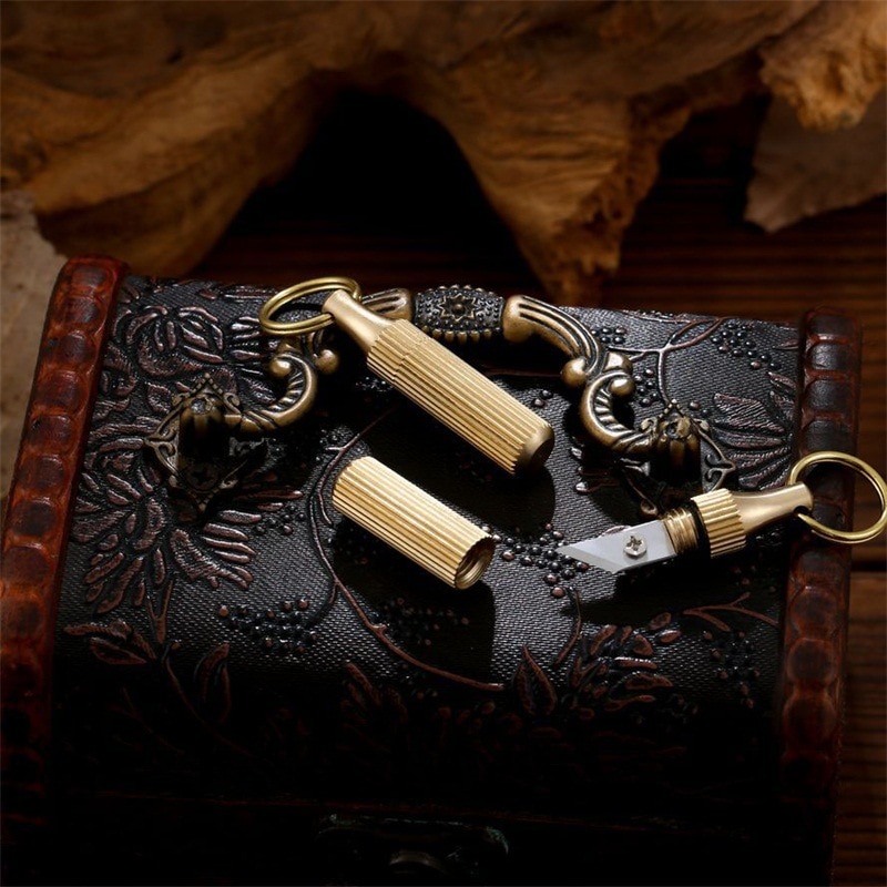 Brass Capsule Mini Knife Multi Functional Portable EDC Tool Outdoor Survival Open Can Peel Fruit Brass Capsule Mini Knife Multi Functional Portable EDC Tool Outdoor Survival Open Can Peel Fruit