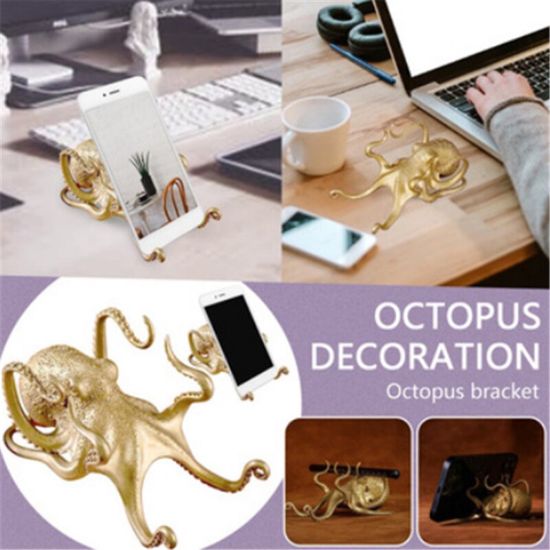 Brass Metal Octopus Phone Holder